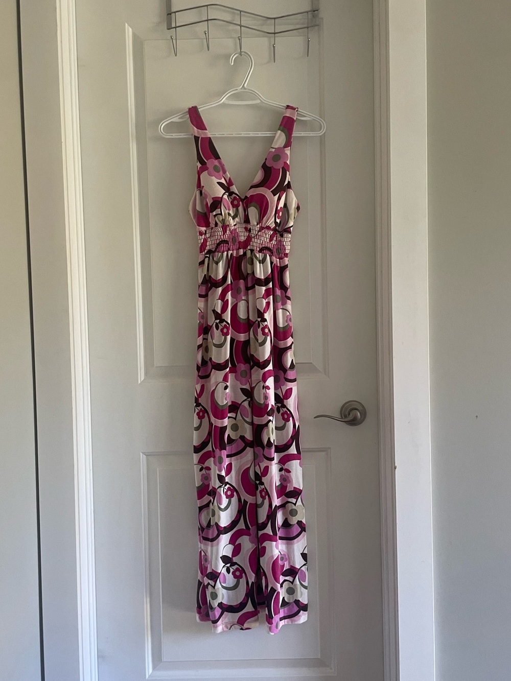 No Boundaries Pink Floral Maxi Dress with Magenta Accents